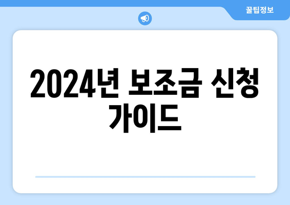 2024년 보조금 신청 가이드