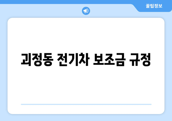 괴정동 전기차 보조금 규정