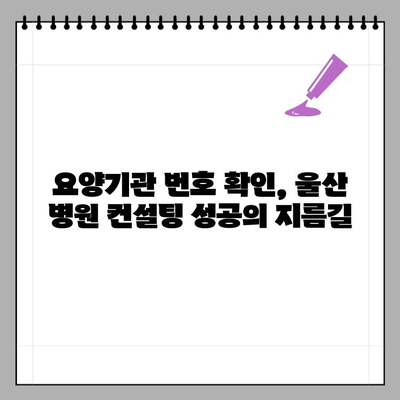 울산 병원 컨설팅, 요양기관 번호 확인의 중요성 강조 | 컨설팅, 요양기관, 필수 정보