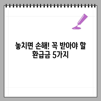 놓치면 손해! 내가 받을 수 있는 환급금 5가지, 지금 바로 확인하세요 | 환급금 조회, 신청 방법, 종류