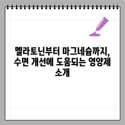 수면 장애, 불면증 이젠 안녕! 😴 영양제 활용 꿀잠 유도 방법 | 수면 개선, 영양제 추천, 불면증 극복