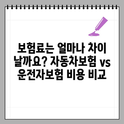 자동차보험 vs 운전자보험| 5가지 차이점 완벽 정리 | 보험 가입 전 필독!