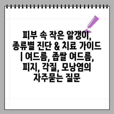 피부 속 작은 알갱이, 종류별 진단 & 치료 가이드 | 여드름, 좁쌀 여드름, 피지, 각질, 모낭염