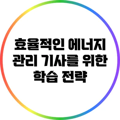 효율적인 에너지 관리 기사를 위한 학습 전략