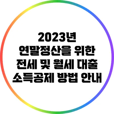 2023년 연말정산을 위한 전세 및 월세 대출 소득공제 방법 안내