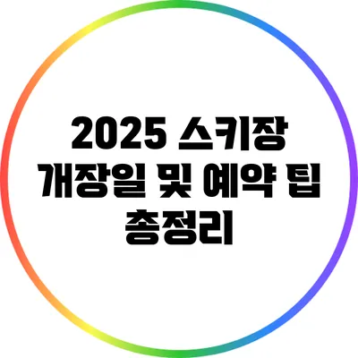2025 스키장 개장일 및 예약 팁 총정리