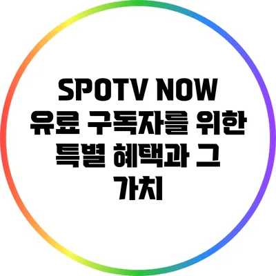 SPOTV NOW 유료 구독자를 위한 특별 혜택과 그 가치