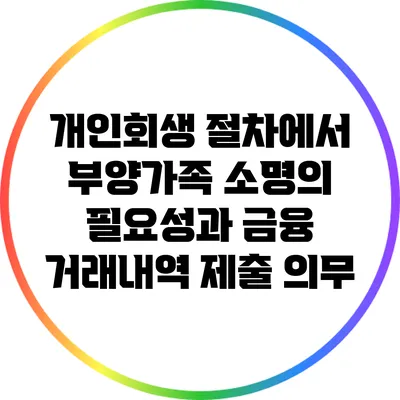 개인회생 절차에서 부양가족 소명의 필요성과 금융 거래내역 제출 의무