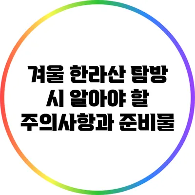 겨울 한라산 탐방 시 알아야 할 주의사항과 준비물