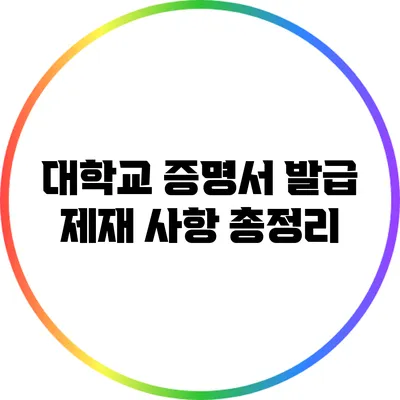 대학교 증명서 발급 제재 사항 총정리