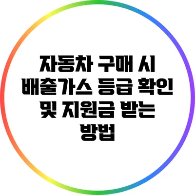 자동차 구매 시 배출가스 등급 확인 및 지원금 받는 방법