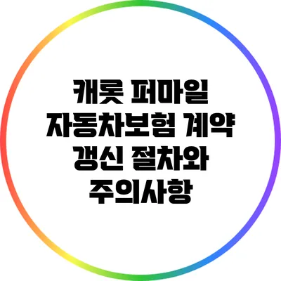 캐롯 퍼마일 자동차보험 계약 갱신 절차와 주의사항