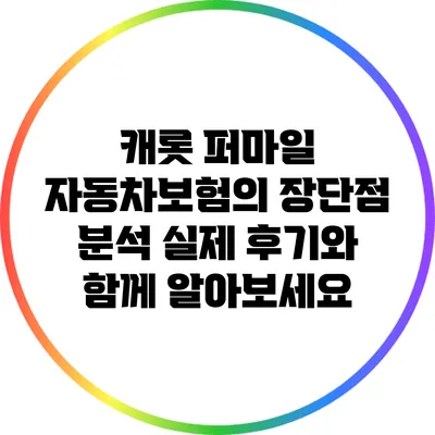 캐롯 퍼마일 자동차보험의 장단점 분석: 실제 후기와 함께 알아보세요