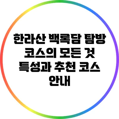 한라산 백록담 탐방 코스의 모든 것: 특성과 추천 코스 안내