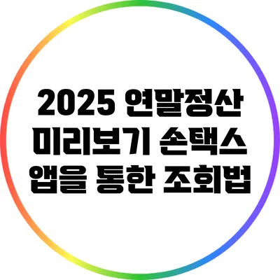 2025 연말정산 미리보기: 손택스 앱을 통한 조회법