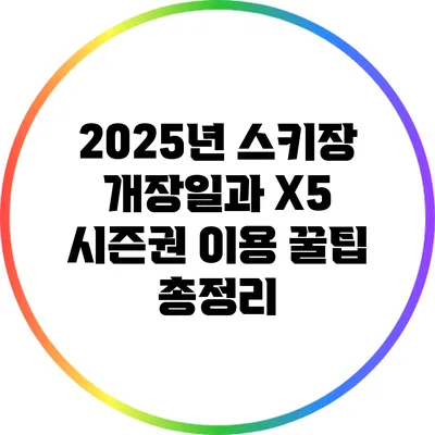 2025년 스키장 개장일과 X5 시즌권 이용 꿀팁 총정리