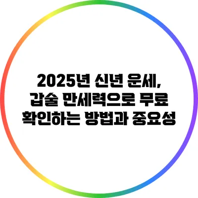 2025년 신년 운세, 갑술 만세력으로 무료 확인하는 방법과 중요성