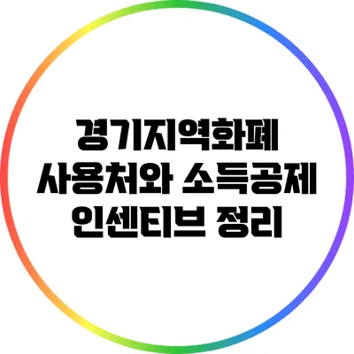 경기지역화폐 사용처와 소득공제 인센티브 정리
