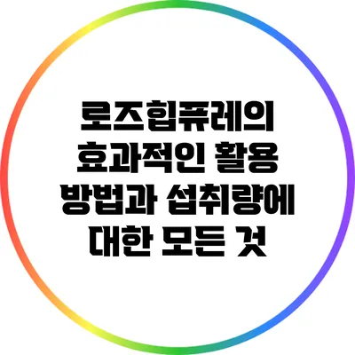 로즈힙퓨레의 효과적인 활용 방법과 섭취량에 대한 모든 것