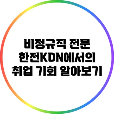 비정규직 전문: 한전KDN에서의 취업 기회 알아보기