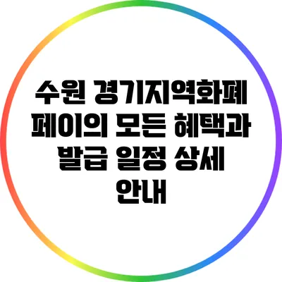 수원 경기지역화폐 페이의 모든 혜택과 발급 일정 상세 안내