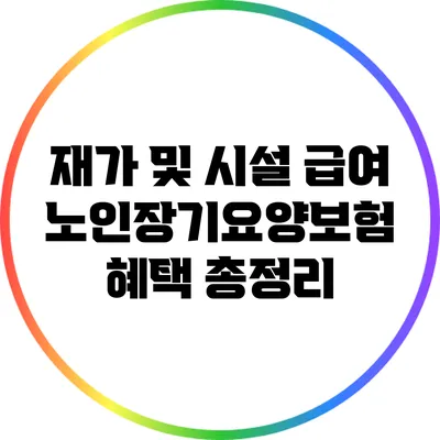 재가 및 시설 급여: 노인장기요양보험 혜택 총정리
