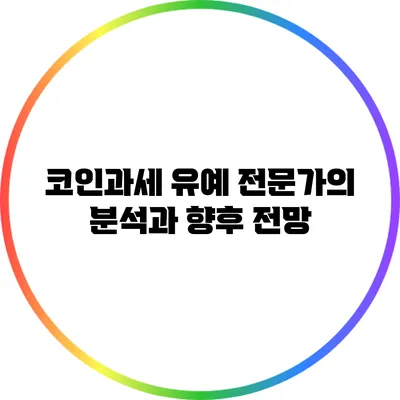 코인과세 유예: 전문가의 분석과 향후 전망