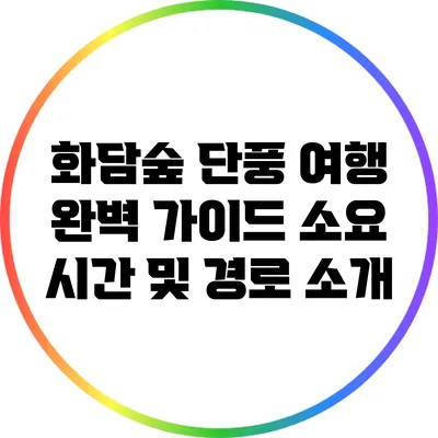 화담숲 단풍 여행 완벽 가이드: 소요 시간 및 경로 소개