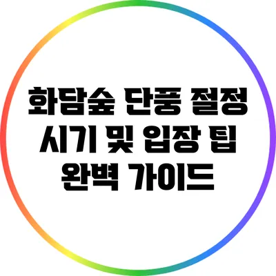 화담숲 단풍 절정 시기 및 입장 팁 완벽 가이드