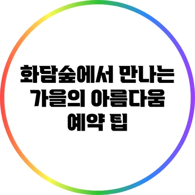 화담숲에서 만나는 가을의 아름다움: 예약 팁