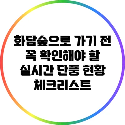 화담숲으로 가기 전 꼭 확인해야 할 실시간 단풍 현황 체크리스트