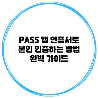 PASS 앱 인증서로 본인 인증하는 방법 완벽 가이드