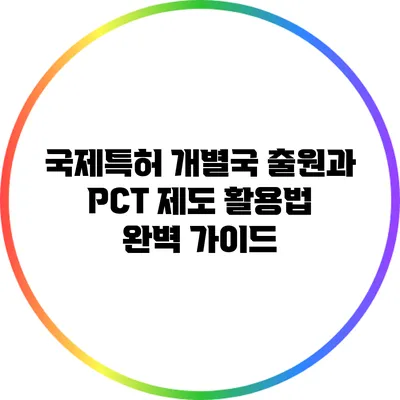 국제특허 개별국 출원과 PCT 제도 활용법 완벽 가이드