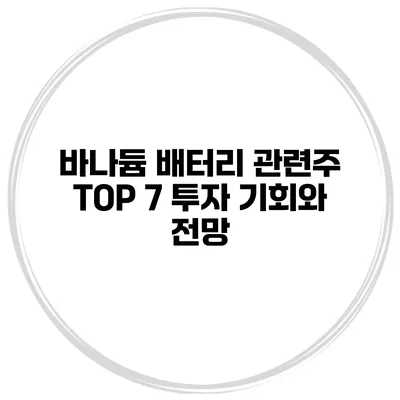 바나듐 배터리 관련주 TOP 7 투자 기회와 전망