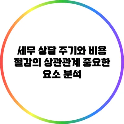 세무 상담 주기와 비용 절감의 상관관계: 중요한 요소 분석