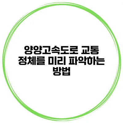 양양고속도로 교통 정체를 미리 파악하는 방법