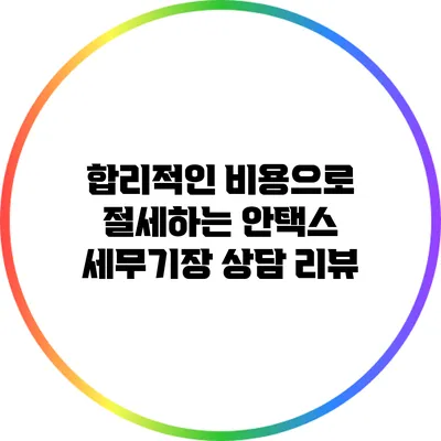 합리적인 비용으로 절세하는 안택스 세무기장 상담 리뷰