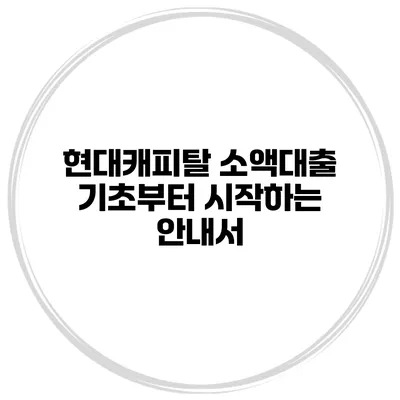 현대캐피탈 소액대출 기초부터 시작하는 안내서
