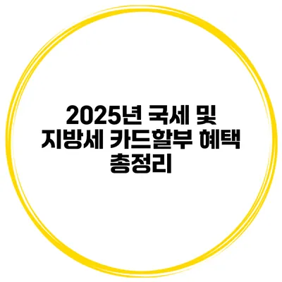 2025년 국세 및 지방세 카드할부 혜택 총정리