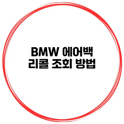 BMW 에어백 리콜 조회 방법