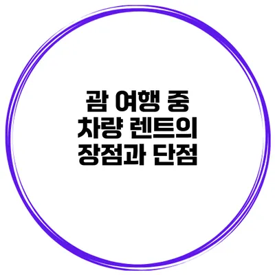 괌 여행 중 차량 렌트의 장점과 단점