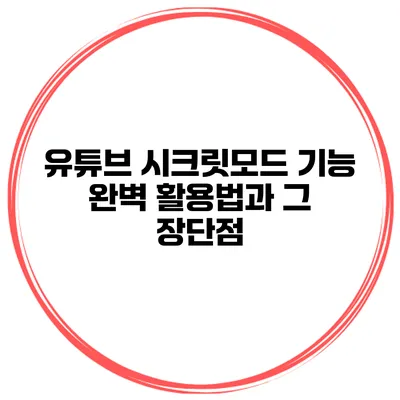 유튜브 시크릿모드 기능 완벽 활용법과 그 장단점
