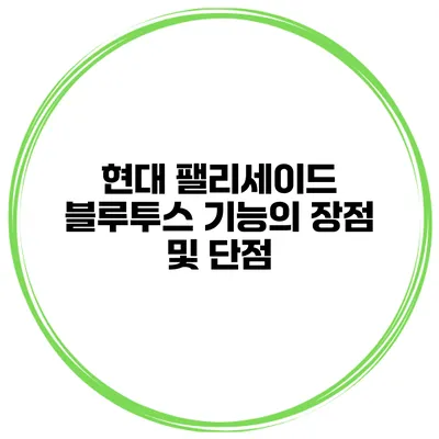 현대 팰리세이드 블루투스 기능의 장점 및 단점